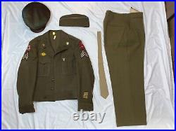 WW II Era U. S. Army Wool IKE Jacket & Trouser Set WithTie, Dress Hat & Cap