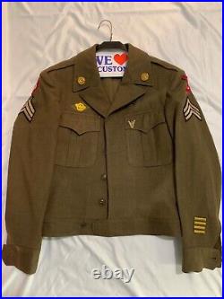 WW II Era U. S. Army Wool IKE Jacket & Trouser Set WithTie, Dress Hat & Cap