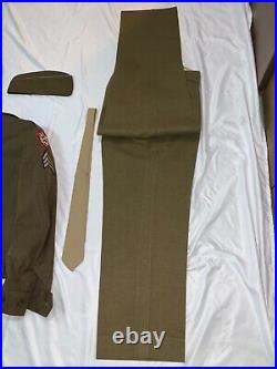 WW II Era U. S. Army Wool IKE Jacket & Trouser Set WithTie, Dress Hat & Cap