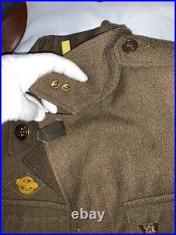 WW II Era U. S. Army Wool IKE Jacket & Trouser Set WithTie, Dress Hat & Cap