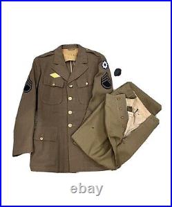 WW II Military Army Wool Jacket and Button Fly Pants with Catholic Prayer Book