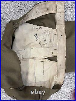 WW II Military Army Wool Jacket and Button Fly Pants with Catholic Prayer Book