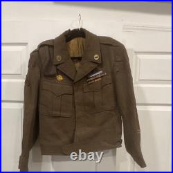 WW II Original US Army Uniform Dress Jacket with Service Ribbons & Patches