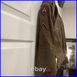 WW II Original US Army Uniform Dress Jacket with Service Ribbons & Patches