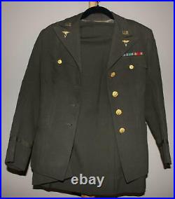 WW II US ARMY 2nd LIEUTENANT NURSE OLIVE DRAB TUNIC WITH SKIRT EXCELLENT