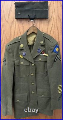 WW II US Army 40th Infantry Div. 108th Reg Dress Jacket 36L W Side Cap World War