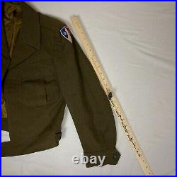 WW II US Army Wool O. D Officers Ike Jacket Field 36S Military Uniform 1945