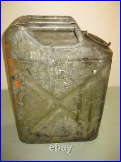 WW ll 1941 US ARMY WHEELING GALVANIZED JERRY GAS CAN GREAT PATINA RARE