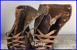 WW2 1940s WWII Army Military Combat Field Corcoran Leather Vintage Boots Size 9