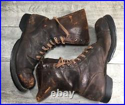 WW2 1940s WWII Army Military Combat Field Corcoran Leather Vintage Boots Size 9