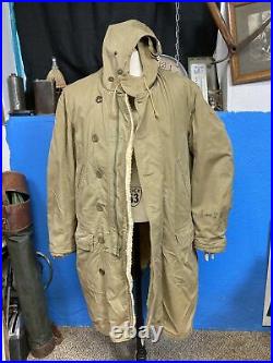 WW2 1942 US ARMY Overcoat Parka-Type Sheepskin Lined Named 10th Mountian Div