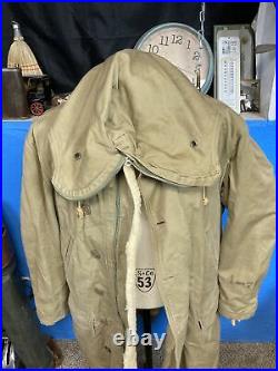 WW2 1942 US ARMY Overcoat Parka-Type Sheepskin Lined Named 10th Mountian Div