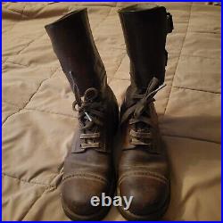 WW2 Army Boots Vintage Original Hobnail Double Buckle Size 8B 7/31/1944 H-4022