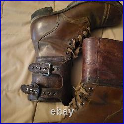 WW2 Army Boots Vintage Original Hobnail Double Buckle Size 8B 7/31/1944 H-4022