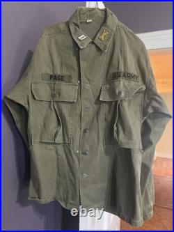 WW2 Era US Army HBT Shirt With Patches And Star Metal Buttons