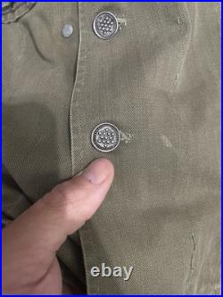 WW2 Era US Army HBT Shirt With Patches And Star Metal Buttons