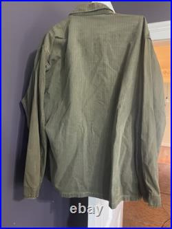 WW2 Era US Army HBT Shirt With Patches And Star Metal Buttons