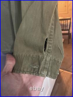 WW2 Era US Army HBT Shirt With Patches And Star Metal Buttons