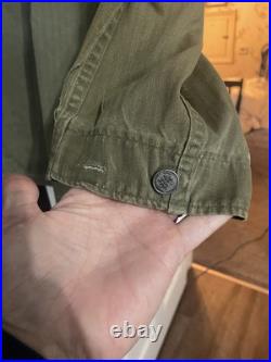 WW2 Era US Army HBT Shirt With Patches And Star Metal Buttons