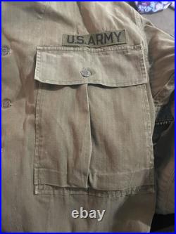 WW2 Era US Army HBT Shirt With Patches And Star Metal Buttons