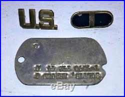 WW2 Flight Officer Pin US Pin and Dog Tag Original wwII pins Army Air Force WWII