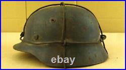 WW2 German Army Helmet. M40. Cross Wire Camo. Named. Q66. WithLiner. VTG