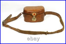 WW2 Japanese Army Combat Medic's Medical Bag Leather Pouch with Belt Red Cross