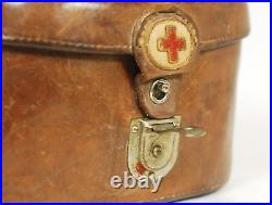 WW2 Japanese Army Combat Medic's Medical Bag Leather Pouch with Belt Red Cross