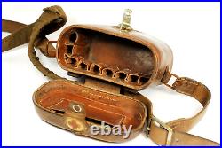 WW2 Japanese Army Combat Medic's Medical Bag Leather Pouch with Belt Red Cross