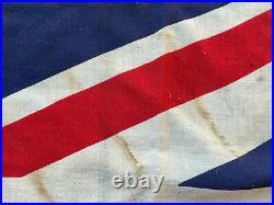 WW2 Large Original British Union Jack Cotton Linen Flag 180cm x 85cm VE Day