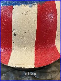WW2 M1 Helmet Shell Front Seam w Painted American Flag Biker Patriotic US Army