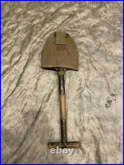 WW2 M1910 T handle Shovel entrenching tool & Cover Kadin 1943 US Army USMC