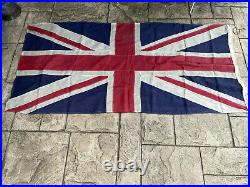 WW2 Original British Union Jack Stitched Linen Flag 180cm x 88cm VE Day Military