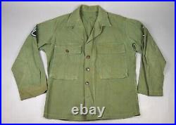 WW2 U. S. Army HBT Special OD7 Jacket Sergeant Rayon Chevrons Used Large 45D