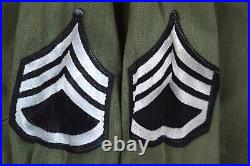 WW2 U. S. Army HBT Special OD7 Jacket Sergeant Rayon Chevrons Used Large 45D