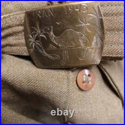 WW2 U. S. Army M-1937 Uniform Trousers With Handmade Engraving Buckle Iran 1943 WW2 U. S. Army M-1937 Uniform Trousers With Handmade Engraving Buckle Iran 1943