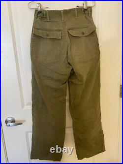 WW2 US Army 13 Stars Button Fly HBT Combat Trousers Size 27x28 Measured