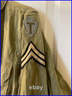 WW2 US Army 13 Stars M41 1st Pattern HBT Combat Jacket Cut edge 36th ID Patch