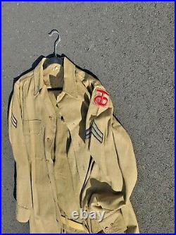 WW2 US Army 90th division Ike jacket Shirt pants Medals Named Soldier lot group