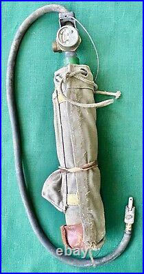 WW2 US Army Air Force Bail Out Oxygen Bottle Pilot Aviator Hose Wood Ball Cover