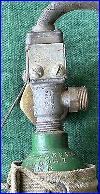 WW2 US Army Air Force Bail Out Oxygen Bottle Pilot Aviator Hose Wood Ball Cover