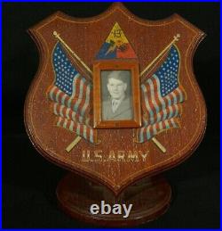 WW2 US Army Armored Corps 13th Armored Photograph & Patriotic Frame 12x14x8 Rare