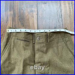 WW2 US Army Button Fly Wool Field Trousers OD Size 29x33 MFG Lee Mont WWII 40s