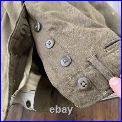 WW2 US Army Button Fly Wool Field Trousers OD Size 29x33 MFG Lee Mont WWII 40s