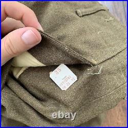 WW2 US Army Button Fly Wool Field Trousers OD Size 29x33 MFG Lee Mont WWII 40s