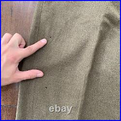 WW2 US Army Button Fly Wool Field Trousers OD Size 29x33 MFG Lee Mont WWII 40s