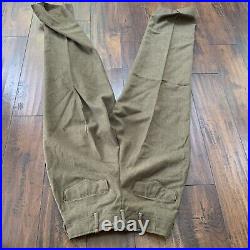 WW2 US Army Button Fly Wool Field Trousers OD Size 29x33 MFG Lee Mont WWII 40s