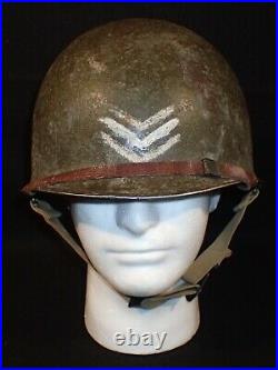 WW2 US Army CBI T/5 Helmet M1 Fixed Bail Front Seam 1944 Firestone Liner RARE