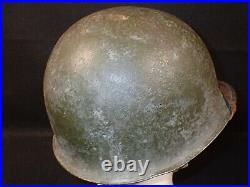 WW2 US Army CBI T/5 Helmet M1 Fixed Bail Front Seam 1944 Firestone Liner RARE