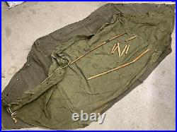 WW2 US Army COMPLETE Closed Flaps Tent 1944-45 2xHalves 2xPoles LATE OD